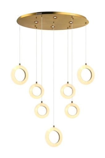 Voxlamp Lighting Solutions Zeta Tekli Altın Ledli Modern Alüminyum Salon-Oturma Odası Avize