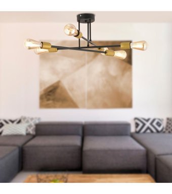 Apliqa Nilüfer 6'lı Çok Renkli Eskitme Metal Salon-Oturma Odası Avize