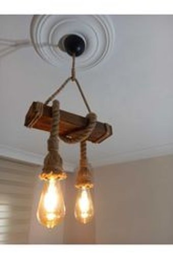 Vk Home Aydınlatma Tekli Siyah Halat Rustik Halat Salon-Oturma Odası Avize