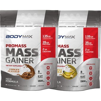 Body Maxx Kurabiye Muz Aromalı 16 Servis Kilo Aldırıcı Gainer 2x1500 gr Toz