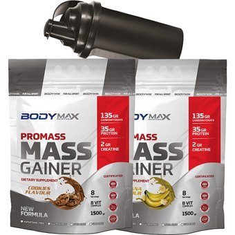 Body Maxx Kurabiye Muz Aromalı 16 Servis Kilo Aldırıcı Gainer 2x1500 gr Toz