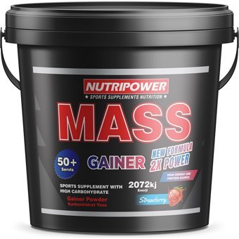 Nutripower Nutrition Çilek Aromalı 50 Servis Kas Yapıcı Gainer 5000 gr Toz