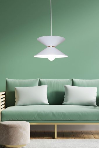 Abralight Kc548 Tekli Beyaz Kumaş Modern Kumaş Salon-Oturma Odası Avize