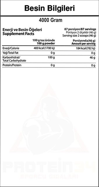 Hardline Nutrition Carbopure Aromasız 87 Servis Kilo Aldırıcı Karbonhidrat 4000 gr Toz