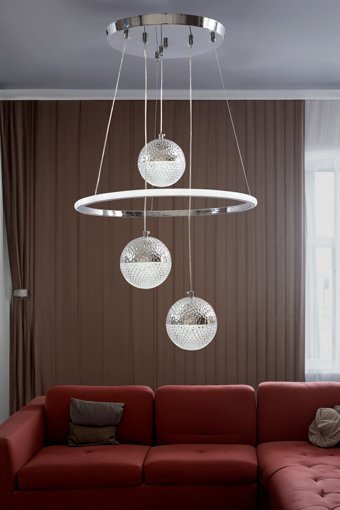 Poplinhome 1237 Tekli Yeşil Makrome Bohem Çelik Salon-Oturma Odası Avize
