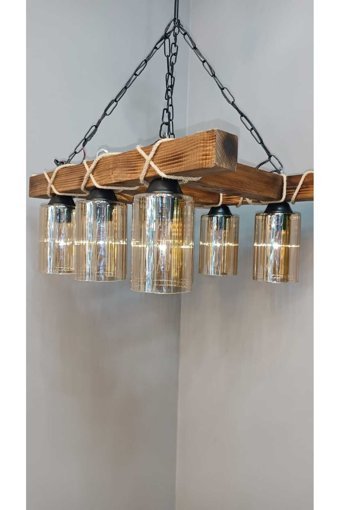 Woodhub Tekli Sarı Ledli Modern Alüminyum Salon-Oturma Odası Avize