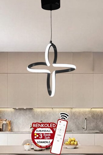 Pera 3'lü Siyah Ledli Modern Alüminyum Salon-Oturma Odası Avize