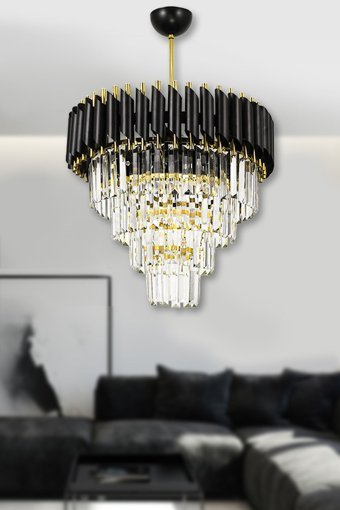 Triolux Tr1A202 Tekli Siyah Sarkıt Modern Alüminyum Salon-Oturma Odası Avize