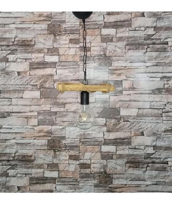 Woodhub Tekli Bej Sarkıt Modern Kumaş Salon-Oturma Odası Avize