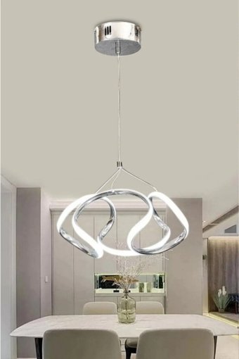 Enet Aydınlatma Tekli Beyaz Şapkalı Modern Plastik Salon-Oturma Odası Avize
