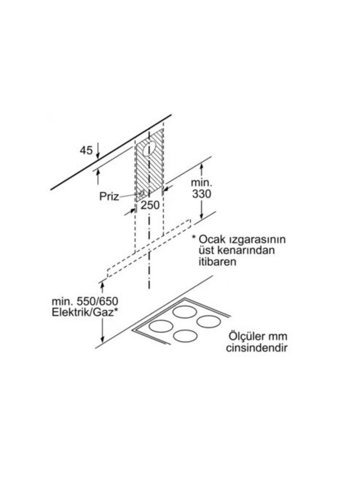 Siemens LC67BHM50 60 cm Metal Yüzey Bacalı-Bacasız Duvar Tipi Davlumbaz Gri