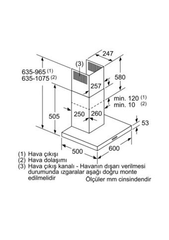 Siemens LC67BHM50 60 cm Metal Yüzey Bacalı-Bacasız Duvar Tipi Davlumbaz Gri
