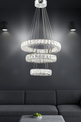 Avizevi Tekli Beyaz Sarkıt Modern Metal Salon-Oturma Odası Avize