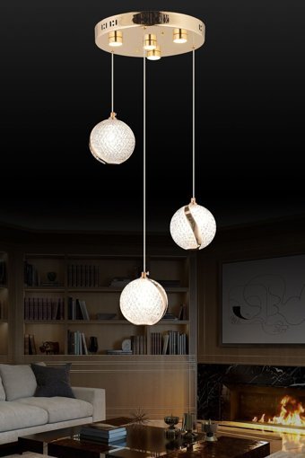 Evperest Epa102 Tekli Mavi Baskılı Modern Kumaş Bebek-Çocuk Odası Avize