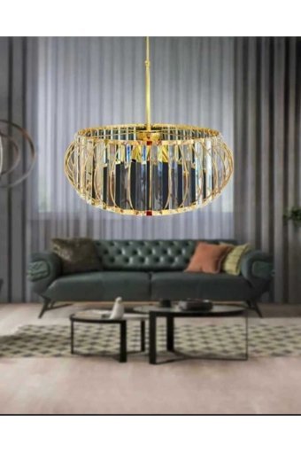 Dekorluna Honix Tekli Gri Metal Modern Alüminyum Salon-Oturma Odası Avize