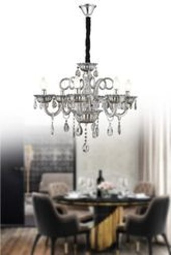 Home 3'lü Siyah Kristal Taşlı Modern Alüminyum Salon-Oturma Odası Avize