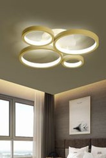 Abajur Evim Kiev Tekli Altın Metal Modern Alüminyum Salon-Oturma Odası Avize