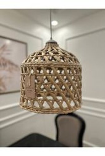 Afralyahome Tekli Haki Hasır Rustik Hasır Salon-Oturma Odası Avize