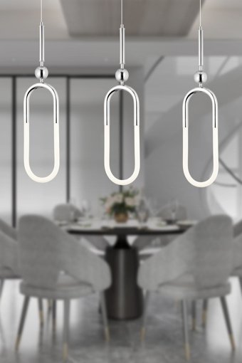 Apliqa 2'li Gümüş Kristal Taşlı Modern Metal Antre-Hol Avize