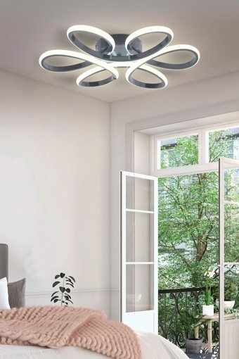 Dede Tekli Bej Rattan Modern Kumaş salon-Oturma Odası Avize