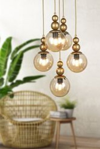 Begüsa Tekli Altın Sarkıt Eskitme Metal Salon-Oturma Odası Avize