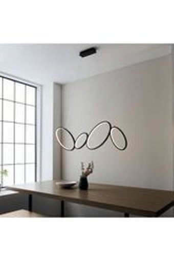 Özcan Aydınlatma 3229-2A-19 Chute Tekli Siyah Ledli Modern Metal Salon-Oturma Odası Avize