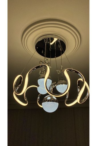Pera Hera 3'lü Siyah Ledli Modern Alüminyum Salon-Oturma Odası Avize