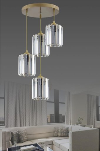 Homing Ayd-3030 Tekli Mavi Baskılı Modern Kumaş Bebek-Çocuk Odası Avize