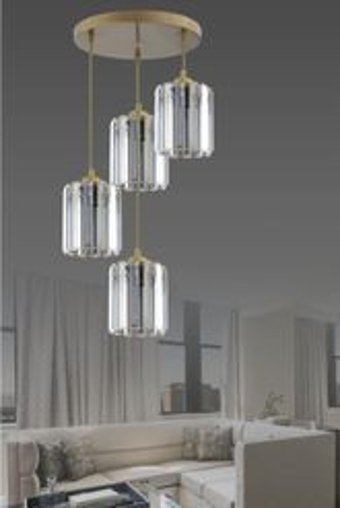 Homing Ayd-3030 Tekli Mavi Baskılı Modern Kumaş Bebek-Çocuk Odası Avize