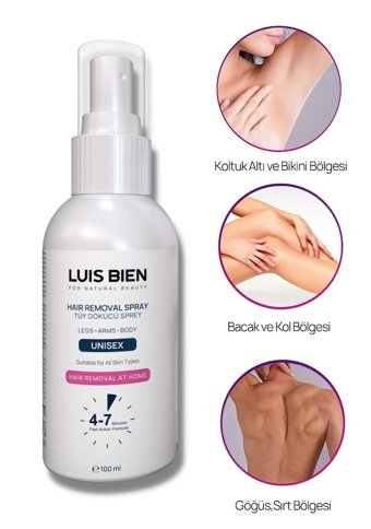 Luis Bien Tüm Ciltler İçin Tüm Vücut Genital Bölge Unisex Tüy Dökücü Sprey 100 ml