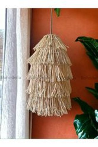 Belkıs Rattan Tekli Bej Modern Bambu Bebek-Çocuk Odası Avize