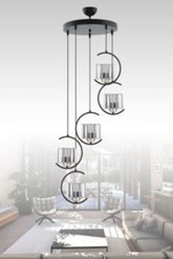 Eslight Tekli Gri Pasta Modern Hasır Salon-Oturma Odası Avize