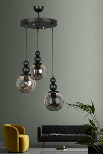 Bia Home Tekli Yeşil Halat Otantik Hasır Salon-Oturma Odası Avize