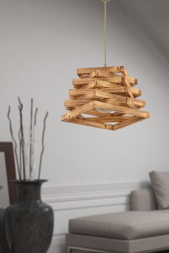 Bby Home & Desıgn Lanna Tekli Lacivert Sarkıt Modern Kumaş Antre-Hol Avize