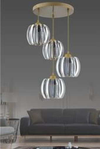 Home Tekli Siyah Kristal Taşlı Modern Alüminyum Salon-Oturma Odası Avize