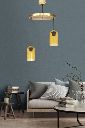 Uçar 3'lü Bej Kristal Taşlı Modern Krom Salon-Oturma Odası Avize