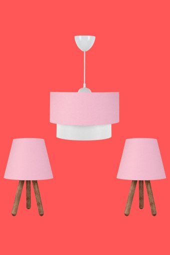 Art&Gift 2'li Kahverengi Modern Kumaş Salon-Oturma Odası Avize