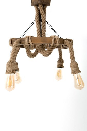 Luna Lighting 935723 Tekli Gri Hasır Rustik Bambu Salon-Oturma Odası Avize