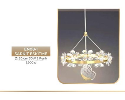 Elektroyou Nipul Tekli Beyaz Modern Alüminyum Salon-Oturma Odası Avize