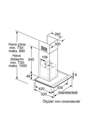 Siemens LC66GCD60T 60 cm Metal Yüzey Bacalı-Bacasız Duvar Tipi Davlumbaz Siyah