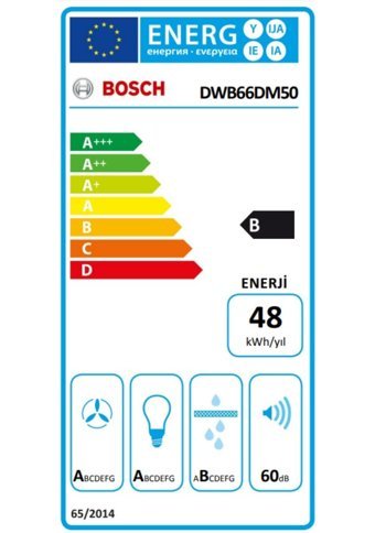 Bosch DWB66DM50 60 cm Paslanmaz Çelik Yüzey Bacalı-Bacasız Duvar Tipi Davlumbaz Gri