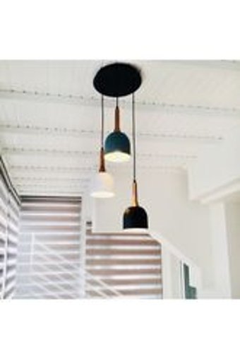Lit Dizayn 3'lü Krem Silindir Modern Kumaş Salon-Oturma Odası Avize