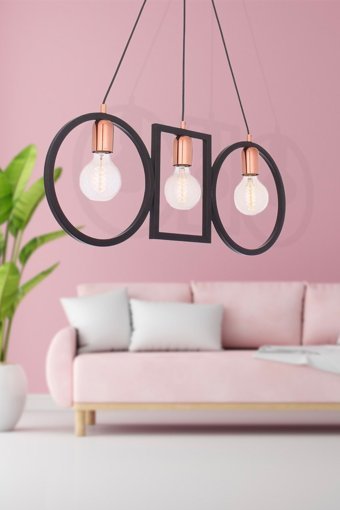Apliqa 3'lü Kahverengi Metal Modern Metal Salon-Oturma Odası Avize