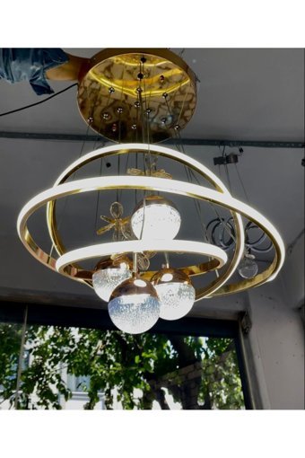 Öalpa Tekli Beyaz Sarkıt Modern Cam Salon-Oturma Odası Avize