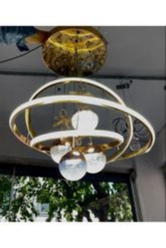 Öalpa Tekli Beyaz Sarkıt Modern Cam Salon-Oturma Odası Avize