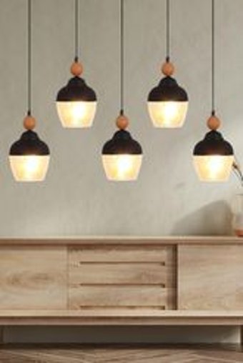 Simaavize Ceiling 2'li Siyah Cam Modern Metal Salon-Mutfak Avize