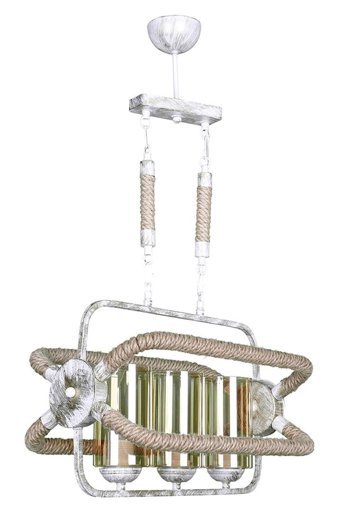 Luna Lighting 4461-10-7A 7'li Çok Renkli Hasır Rustik Bambu Salon-Oturma Odası Avize