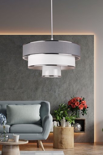 Eray Aydınlatma 4'lü Gri Ledli Modern Metal Salon-Oturma Odası Avize
