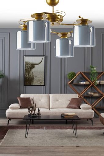 Trendylight Berfin 5'li Sarı Sarkıt Modern Metal Salon-Oturma Odası Avize