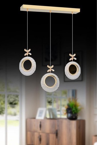 Hmydesign Mdrn-45 Tekli Haki Kumaş Modern Hasır Salon-Oturma Odası Avize